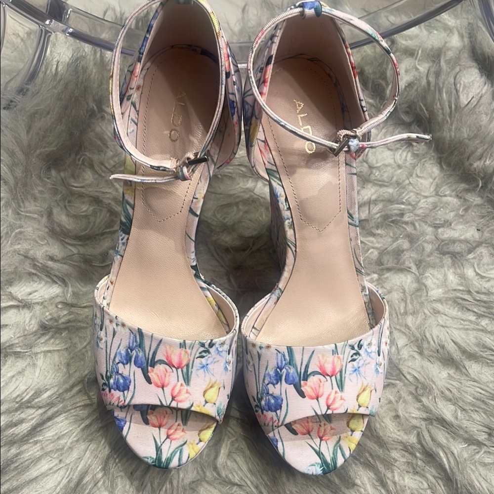 Aldo Floral Platform Wedge Sandals - Picture 2 of 6